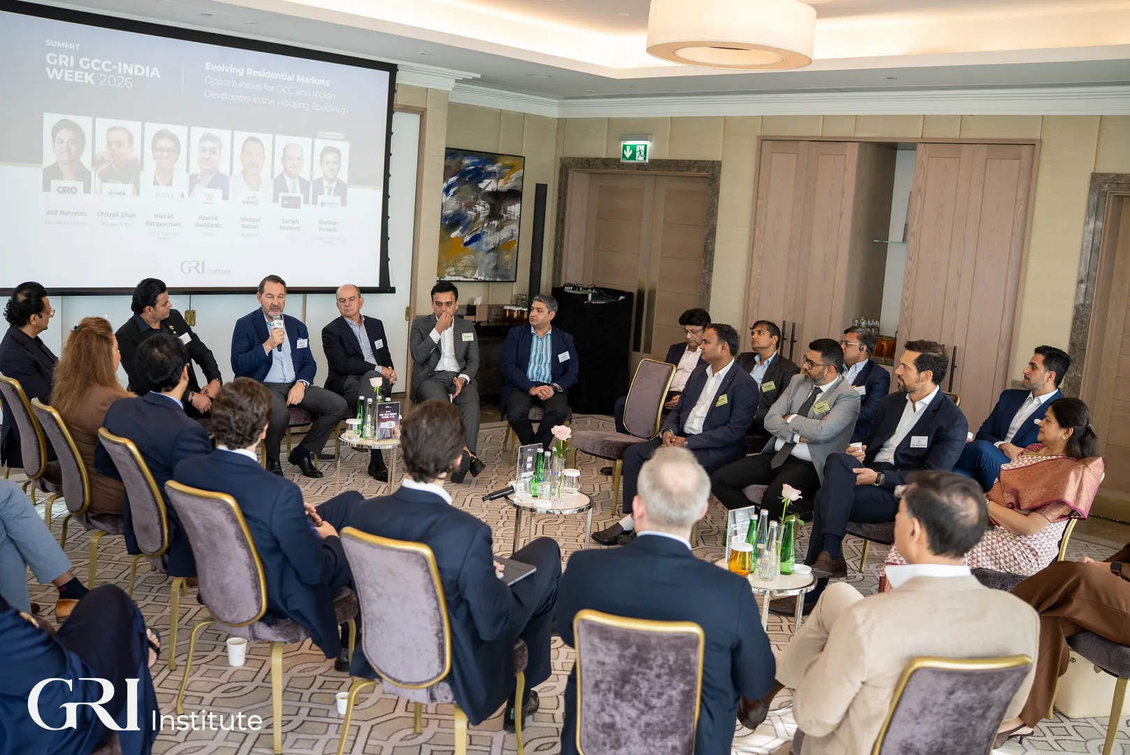 A group of global leaders gathered in Abu Dhabi during the GRI India-GCC Week 2026